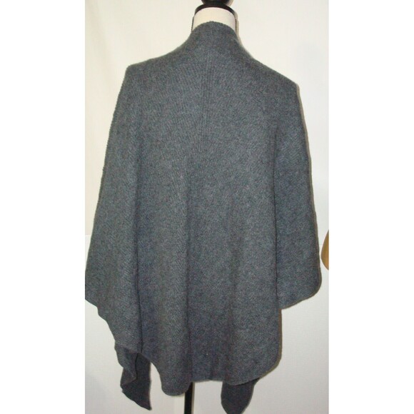 NWT New Womens OS 1X 2X 3X Wrap Plus 100% Cashmere Cape Cardigan Sweater Gray Dk - Picture 5 of 5